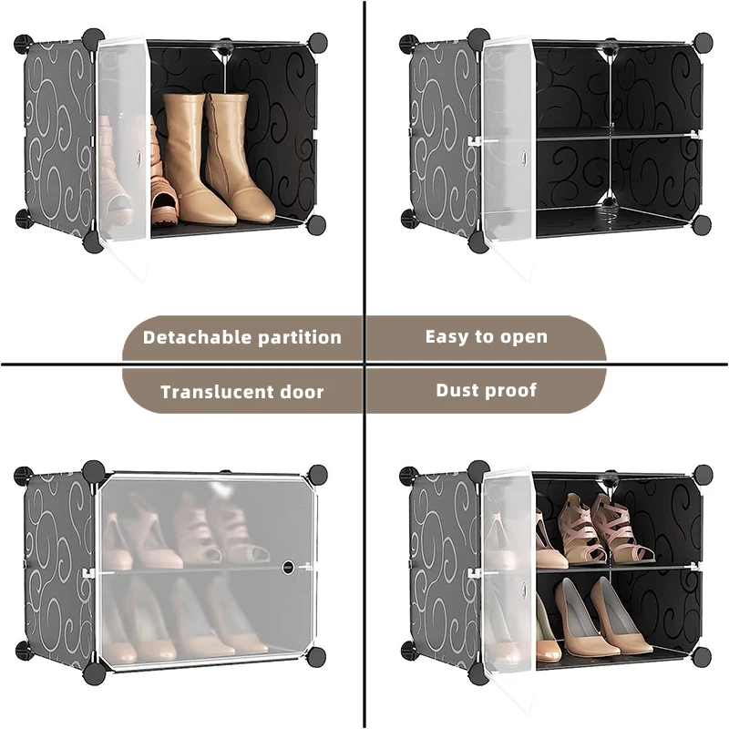 Cheap Price Home Furniture Modern Magnetic Assemble Stackable Folding Door Dust-proof Plastic Diy Shoe Storage Rack