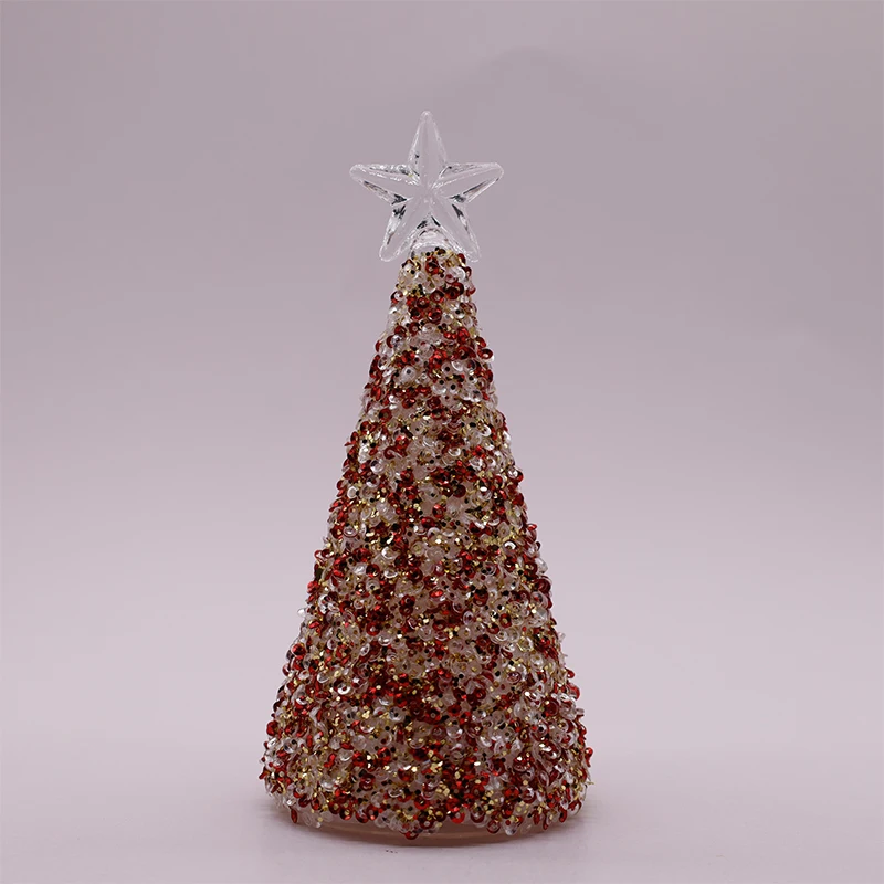 Newest style beautiful handmade 8*15 cm glass tree crafts home decorations christmas tree with led light