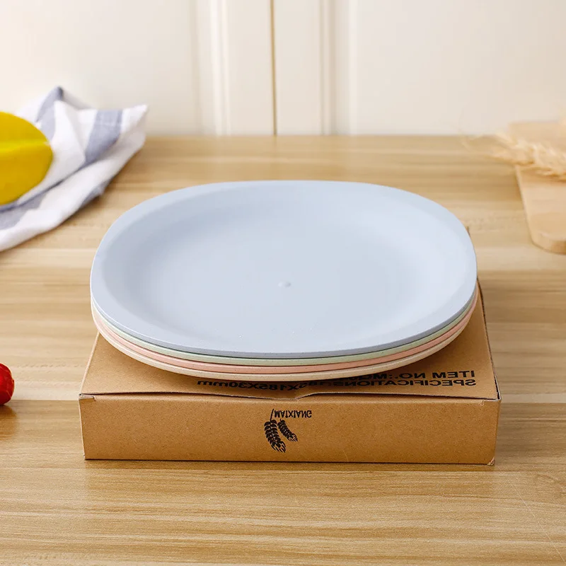 Eco-friendly Biodegradable Unbreakable Dinner Plates Wheat Straw Restaurant Plates Plastic For Picnic And Dishes