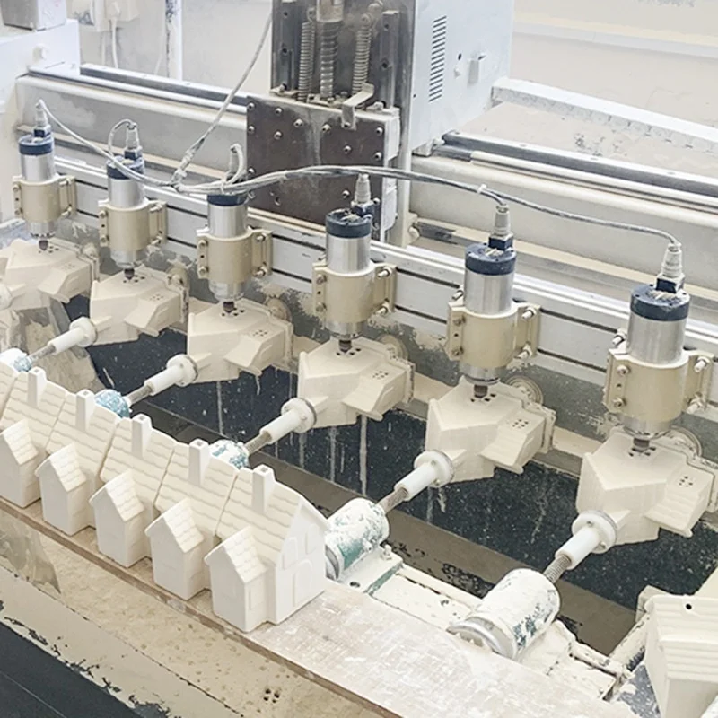 Scandinavian style ceramic pentagram Christmas ornament, LED lights hollow design crafts ceramic decoration