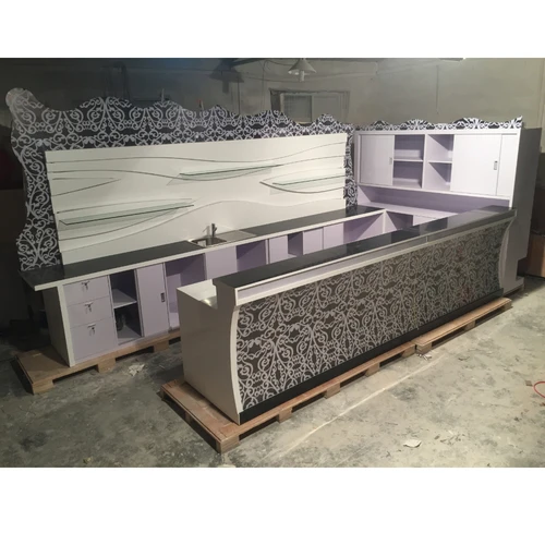 Translucent Stone Flower Pattern LED Foldable Bar Counter Hot Sale Onyx Bar Counter Set