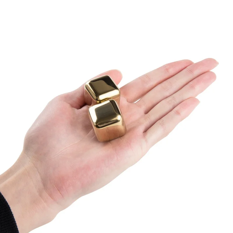 Golden Chilling Stones Whiskey Stainless Steel Whiskey Stones Ice Cube  Customized Engraved Logo  Cube Whiskey  Stones