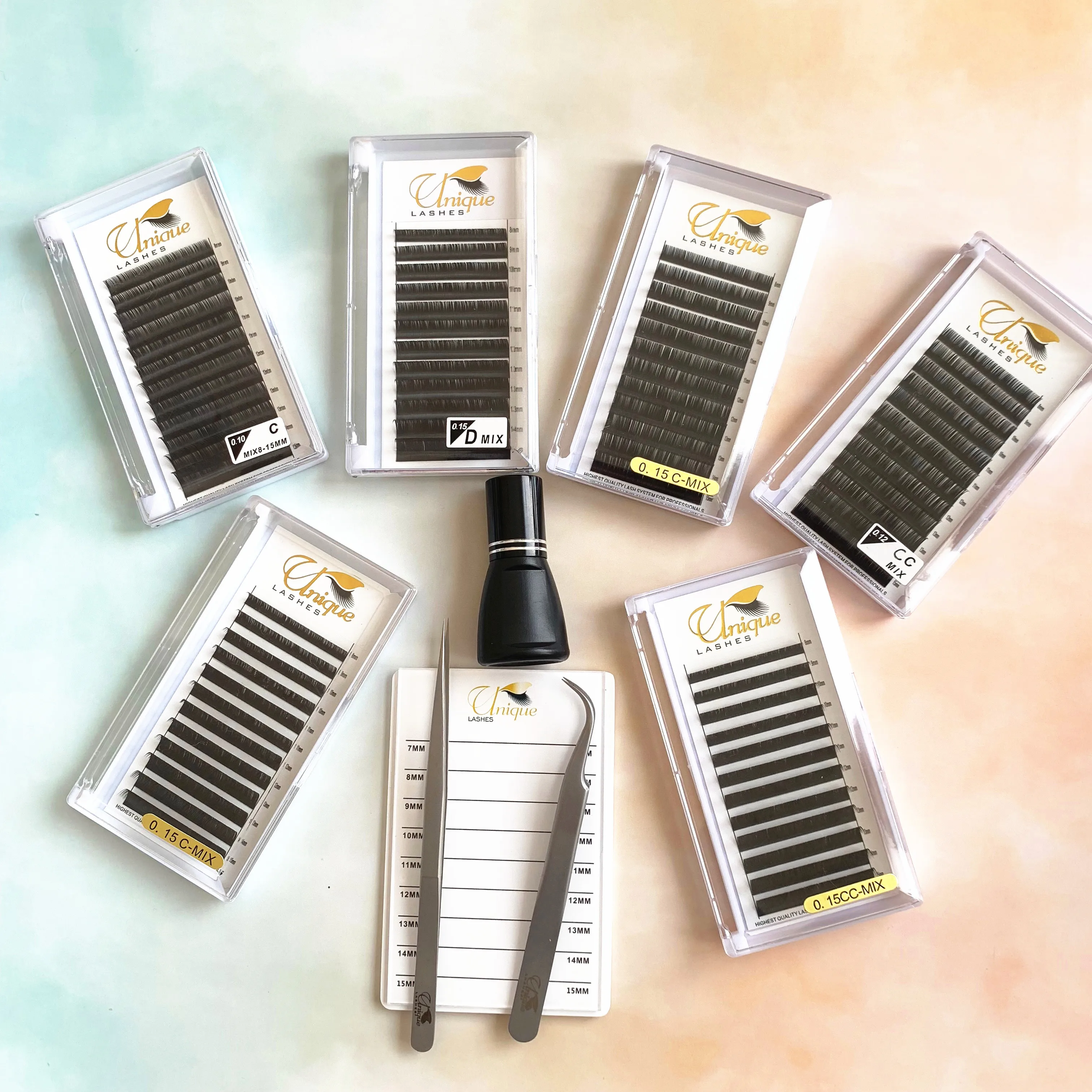  Unique Lashes Professional lashes factory high quality silk mink 0.03 0.05 0.07 Russian Volume Eyelash