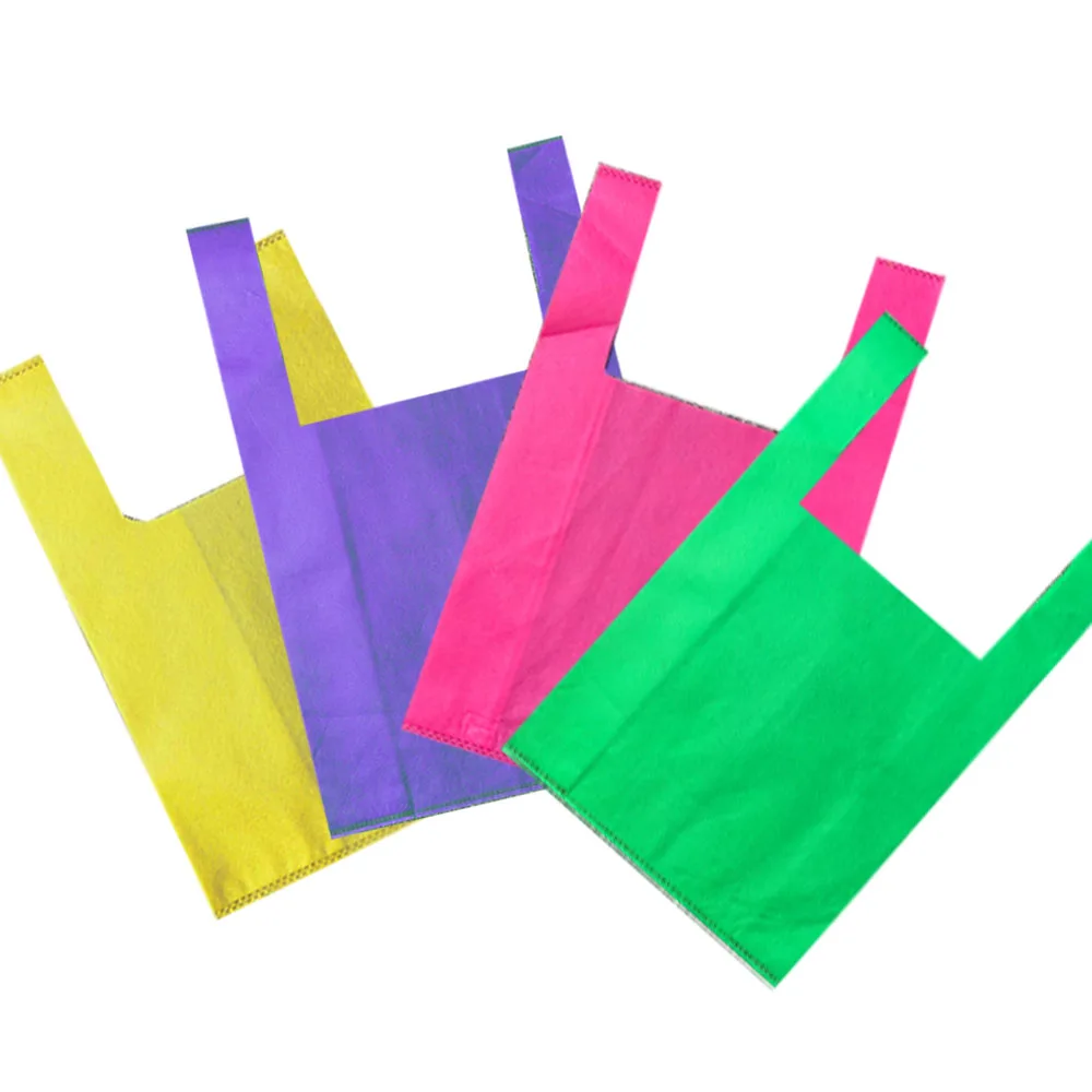 Supermarket Eco-friendly reusable non woven carry vest bag for shopping