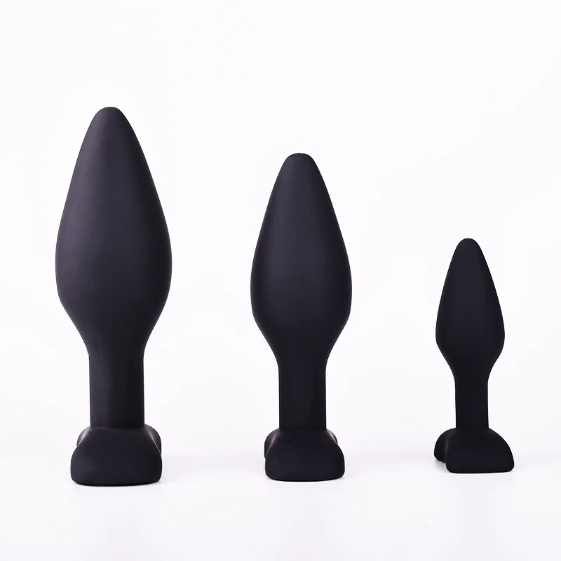 Konheal Reasonable Price Silicone Black Anal Sex toy Backyard masturbation Butt Shock Tapered anal plug