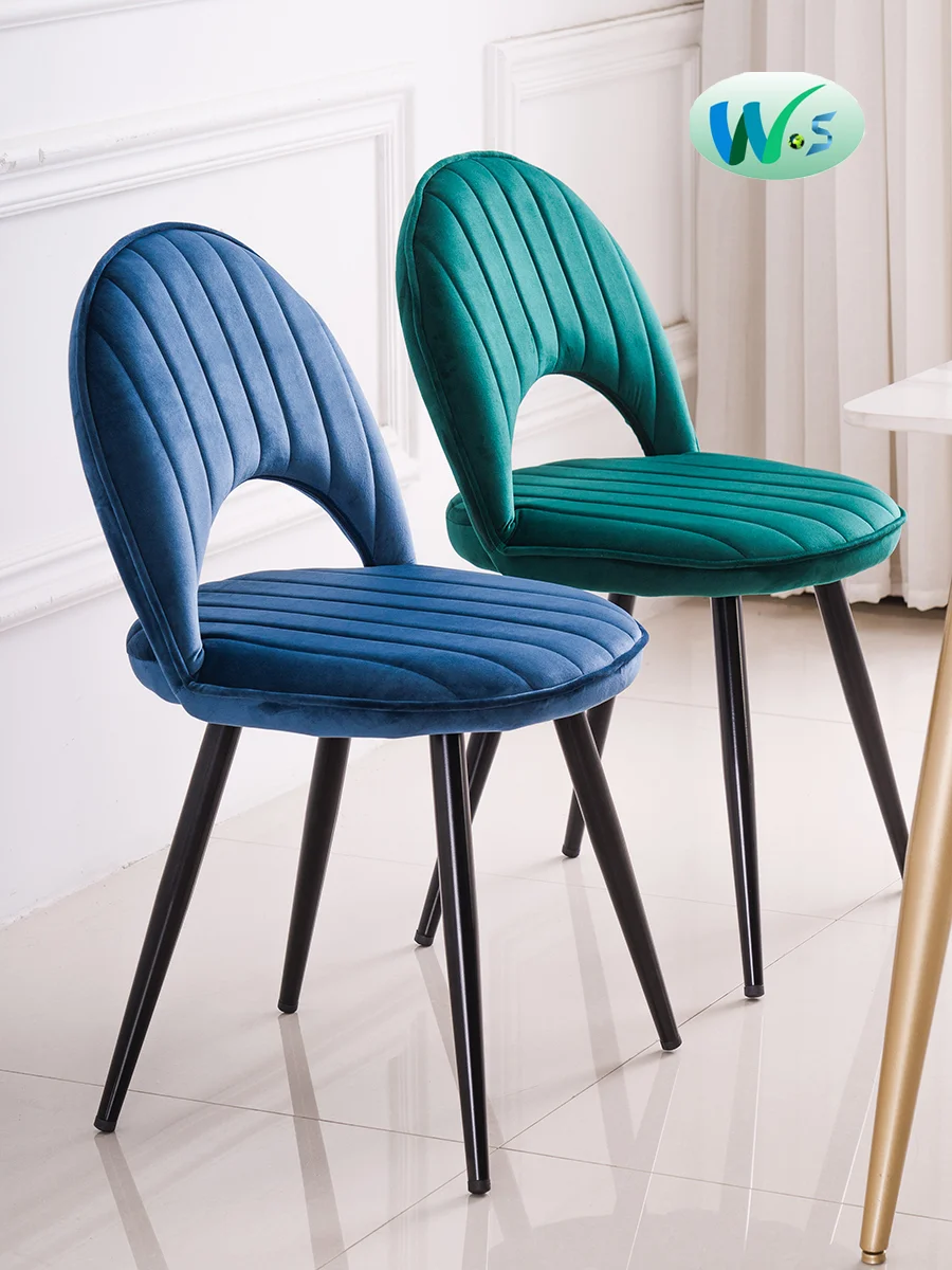 WS3801 Luxury style dining chair Velvet upholstered family living room chairs hotel frame kitchen chairs padded for restaurant