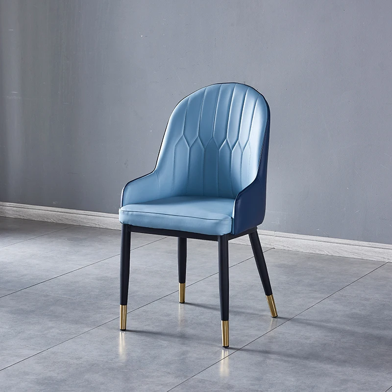
luxury Hotel comedor armchair high back upholstered seat leather dining chair with gold metal legs 