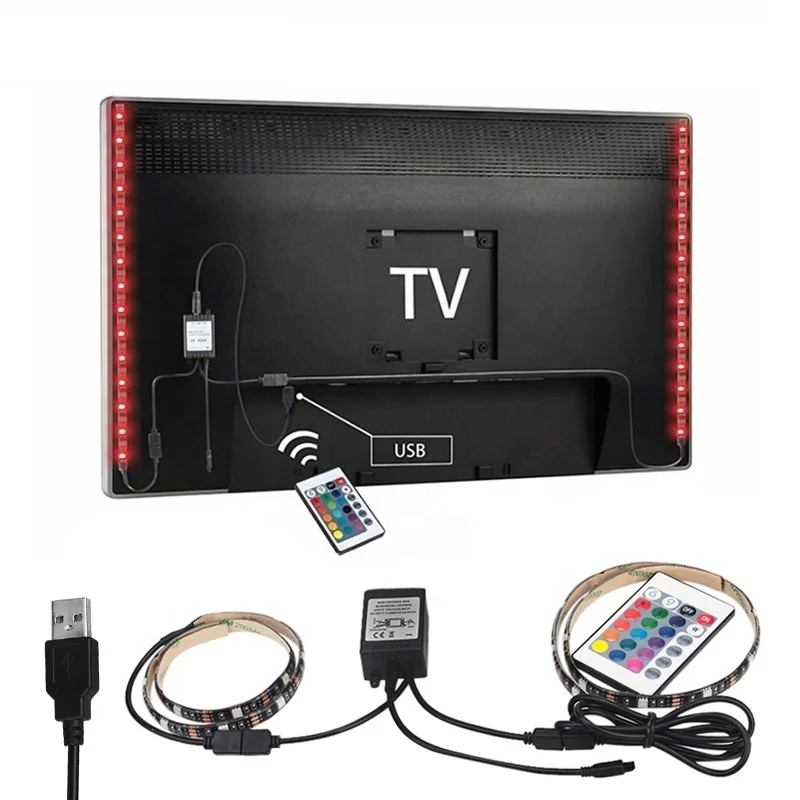 Smd 5050 IP65 USB DC 5V RGB Гибкая светодиодная подсветка ТВ Светодиодная лента