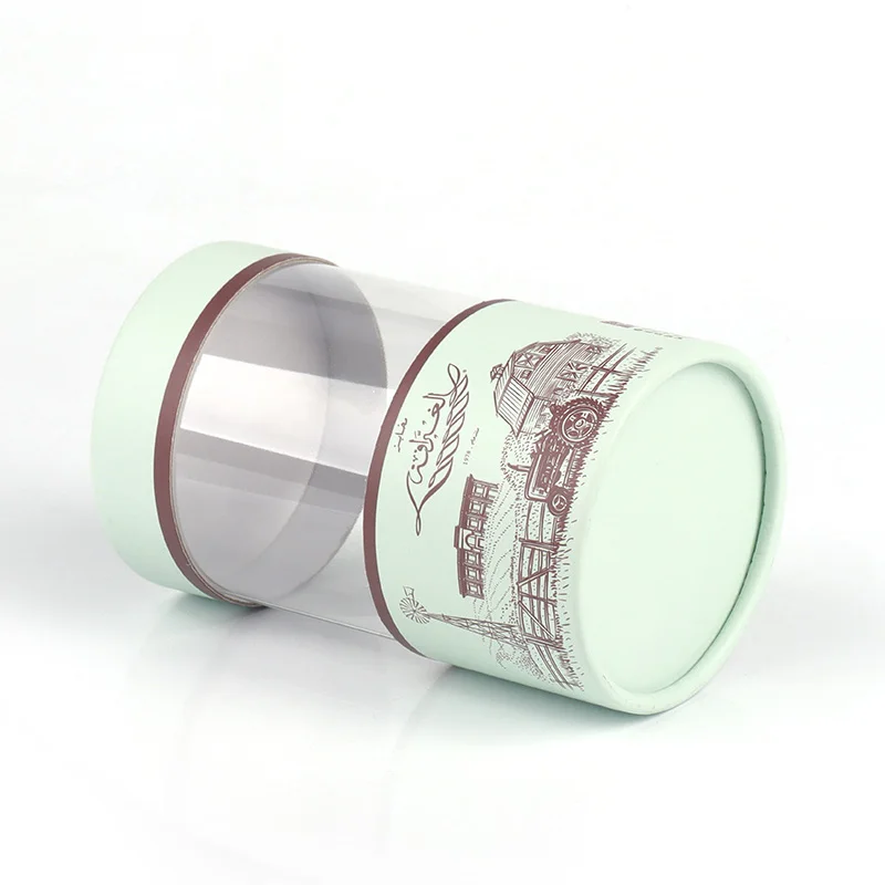 Eco Friendly Cylinder Packaging Kraft Paper Tube Box Paper Round Tea Packaging Tube With Clear Window