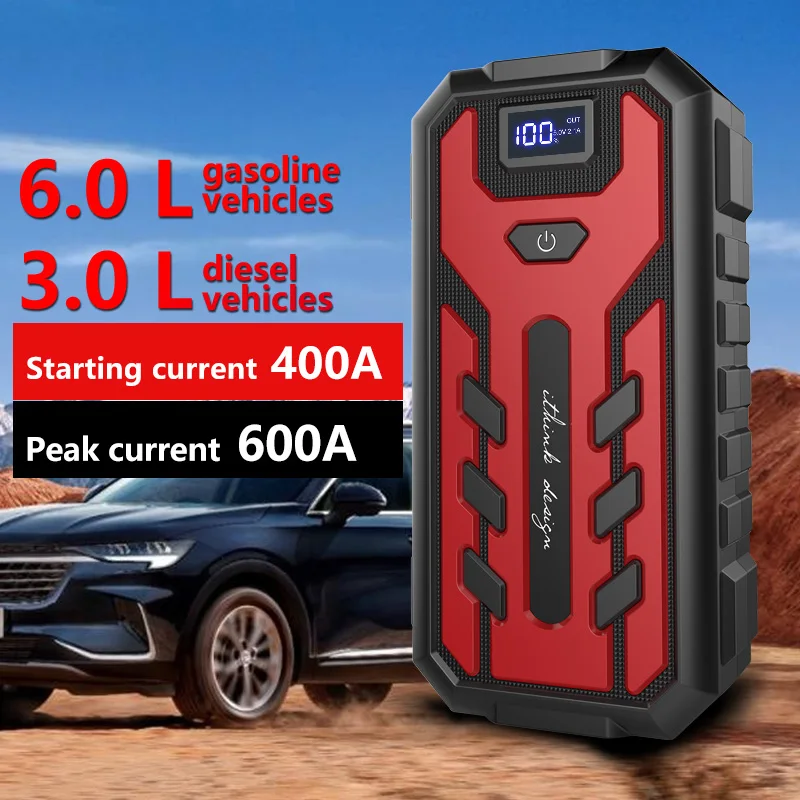 Automobile emergency start power supply Car battery jump starter 600a Jumper Starter 12v 28000mah power bank with led floodlight