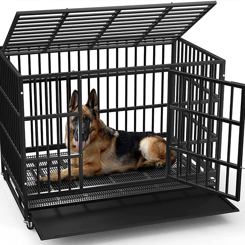 heavy duty black dog kennels two doors large animal cage