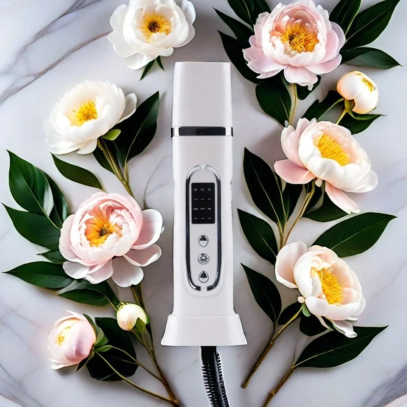 Portable Waterproof Ultrasonic Peeler Beauty Facial Rejuvenation Heat Skin Spatula Ultrasonic Deep Face Cleaning Machine