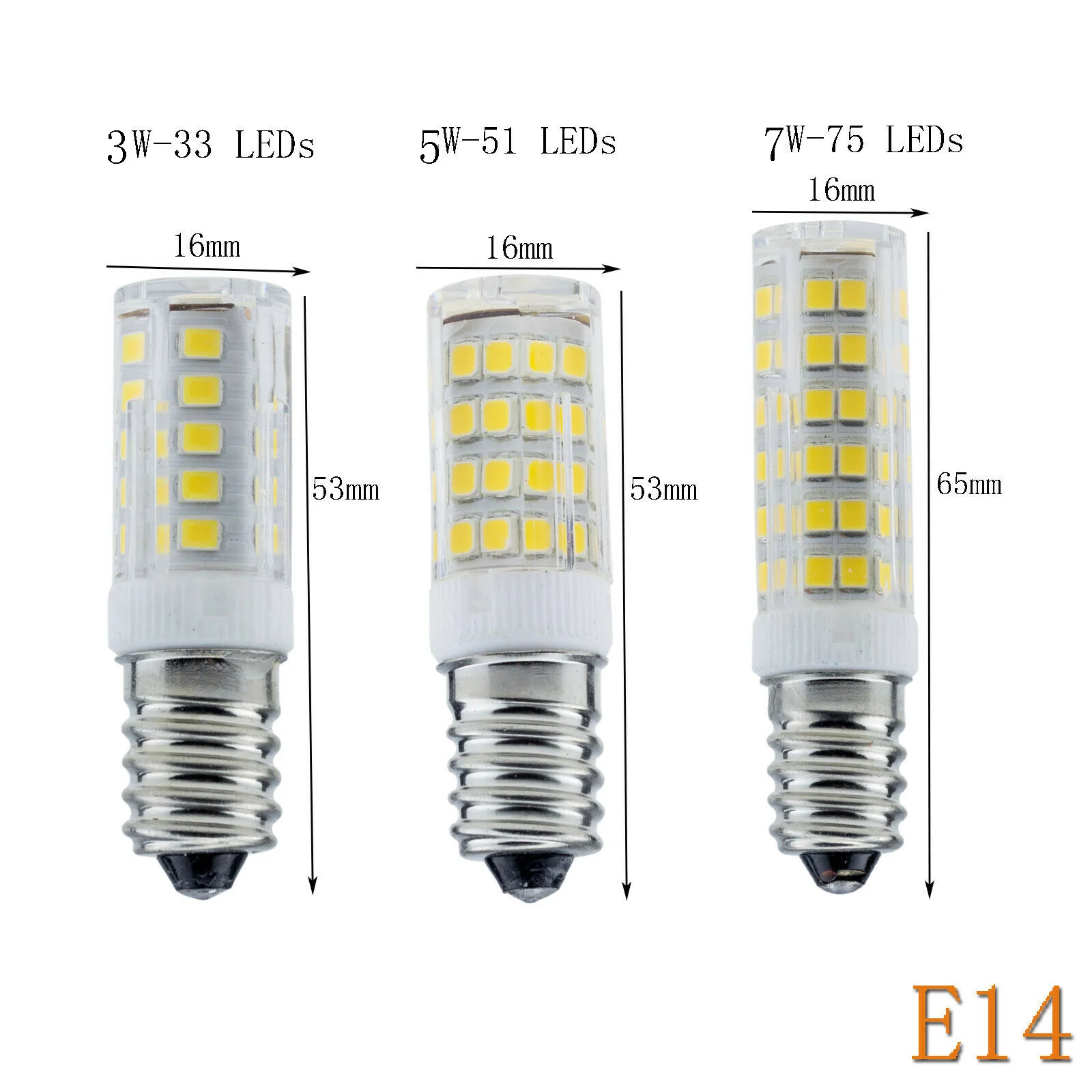 E14 LED Lights 3W 5W 7W Ceramic AC220V Mini LED Corn Bulb Chandelier Spotlight Fridge Refrigerator Lamp  3000K 6000K