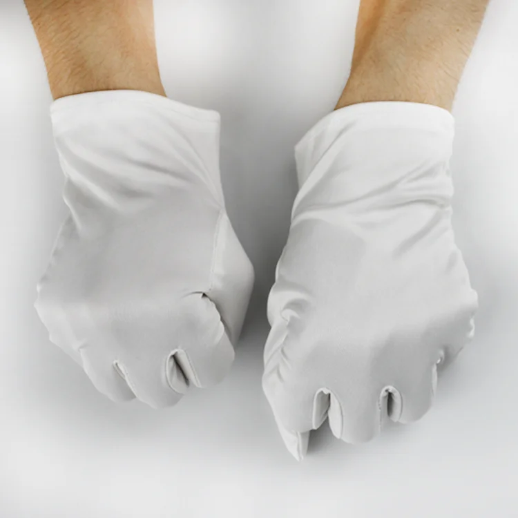 Manufacturer 100% microfiber gloves white polyester dust free gloves for jewelry