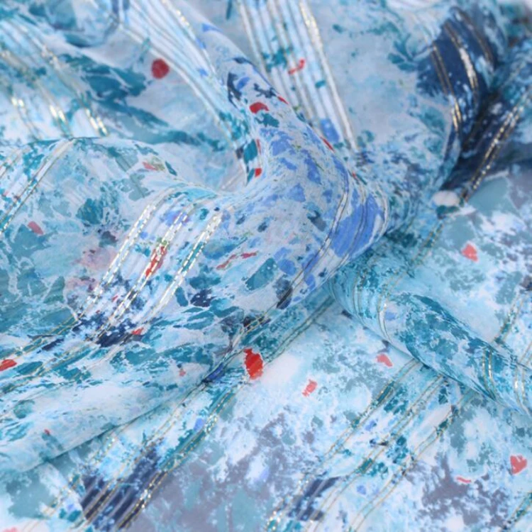 Оптовая продажа, новая модная шифоновая шелковая ткань с цифровой печатью