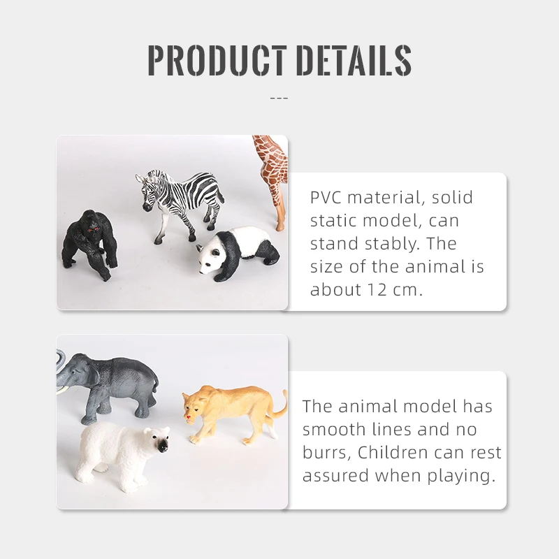 Learning Resources Static Plastic Wildlife Models Zoo Animal Figures 6PCS Small PVC Wild Animal Toy Set for Toddlers 1-3 3-5