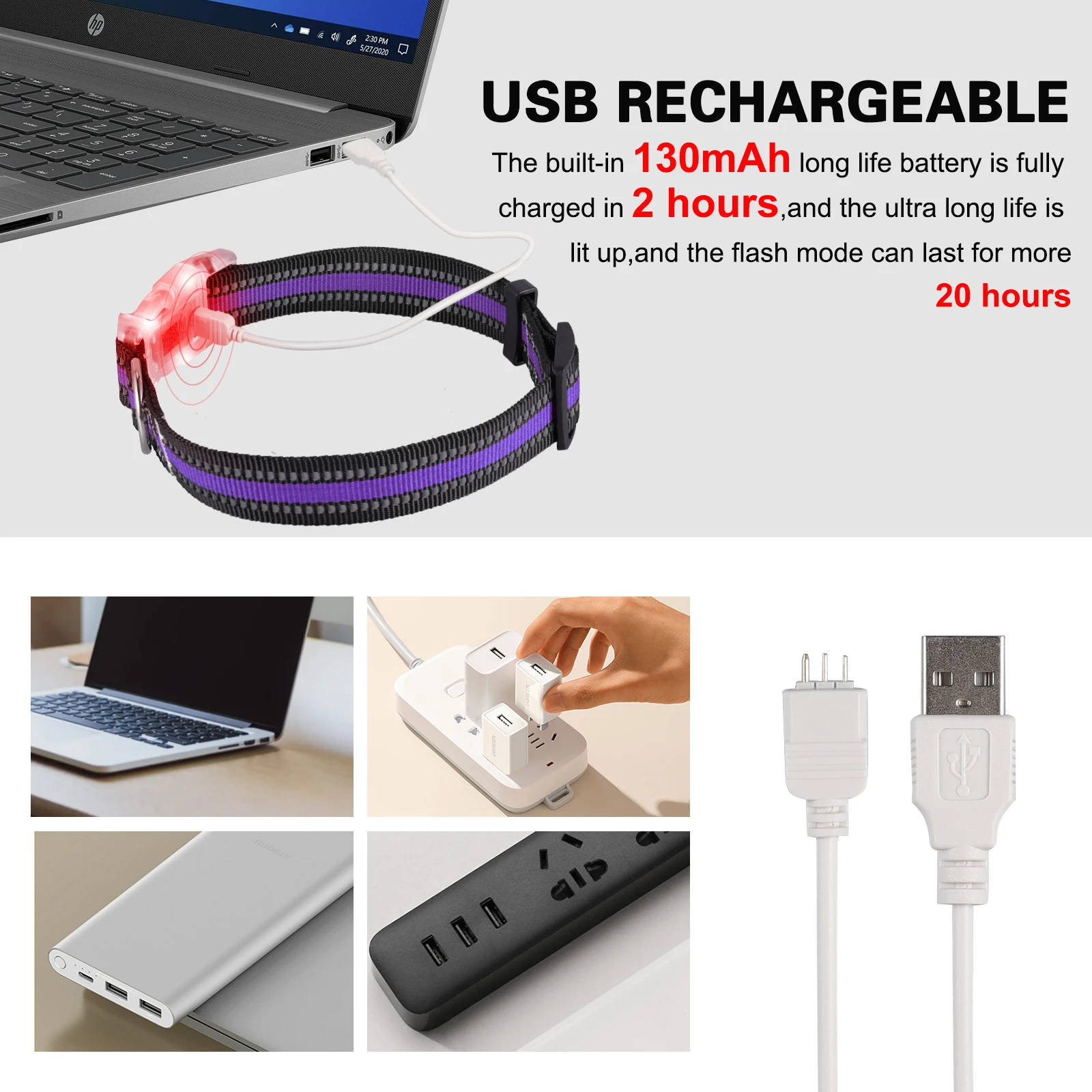 Light Up LED Scrolling Display Dog Collar USB Rechargeable LED flash Dog Collar for Multiple Dogs