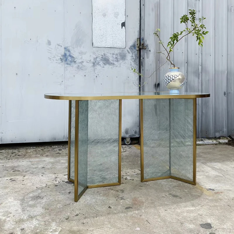 Fashionable Popular Oval-shaped Glass Dining Table For Dining Room