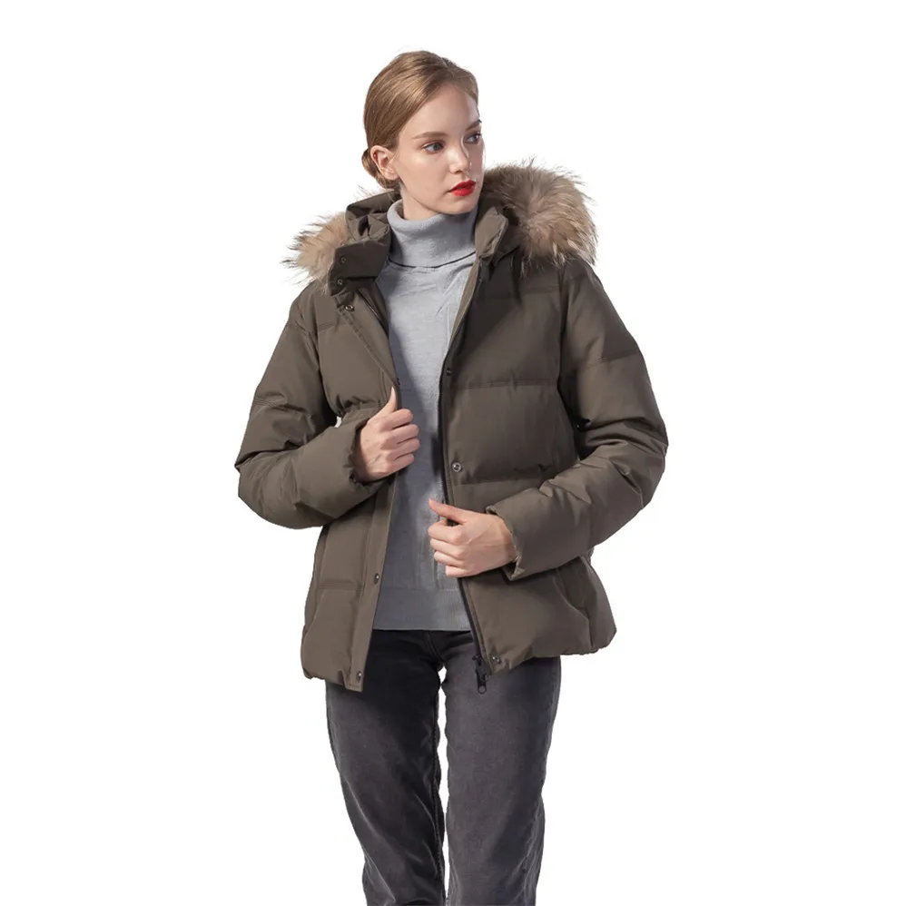 
2021 Новая модная кофейная парка для улицы, женская пуховая зимняя Осенняя утолщенная гусиная женская пуховая одежда, куртка с капюшоном 