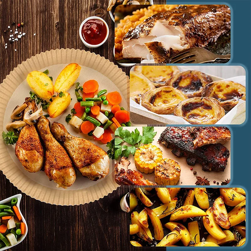 Factory Wholesale Round Baking Air Fryer Paper 20*5cm Food Grade Heat Resistant Disposable Air Fryer Kitchen Silicone Tray Paper
