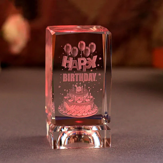 Wholesale Customized 3d Laser Engraving Glass Crystal LED Lighting Cube Ganesha Design Crystal Cube