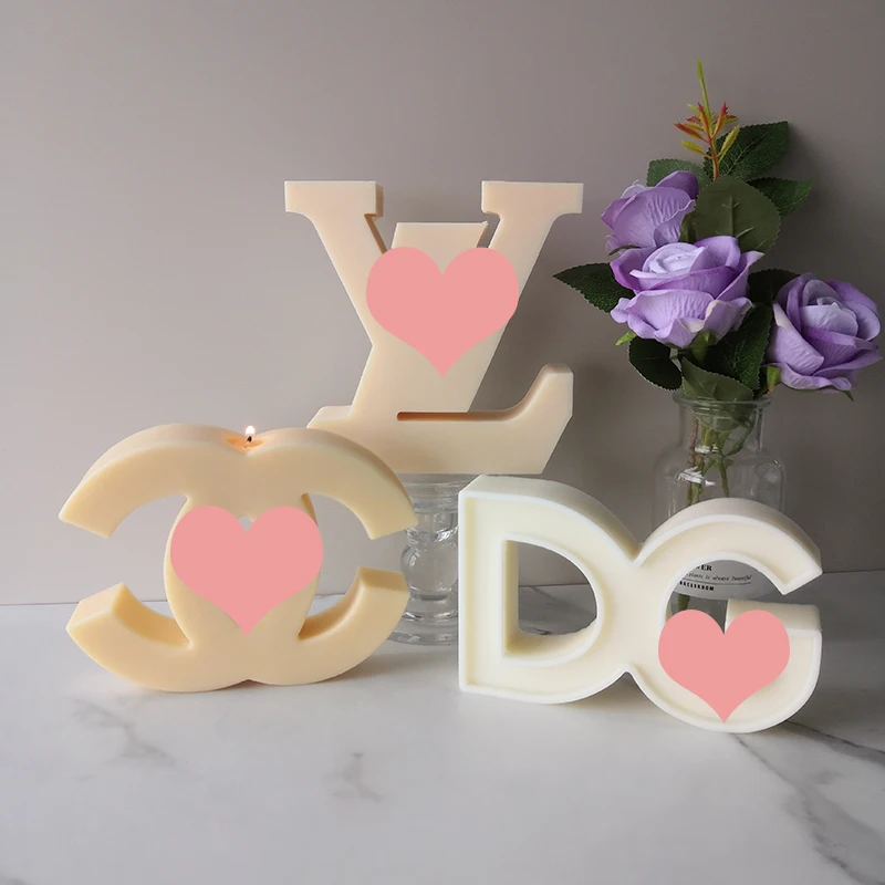 DIY Decoration Resin Crafts Casting Epoxy Resin Molds Big Letters Luxury Brand Logo candle mold silicone rubber
