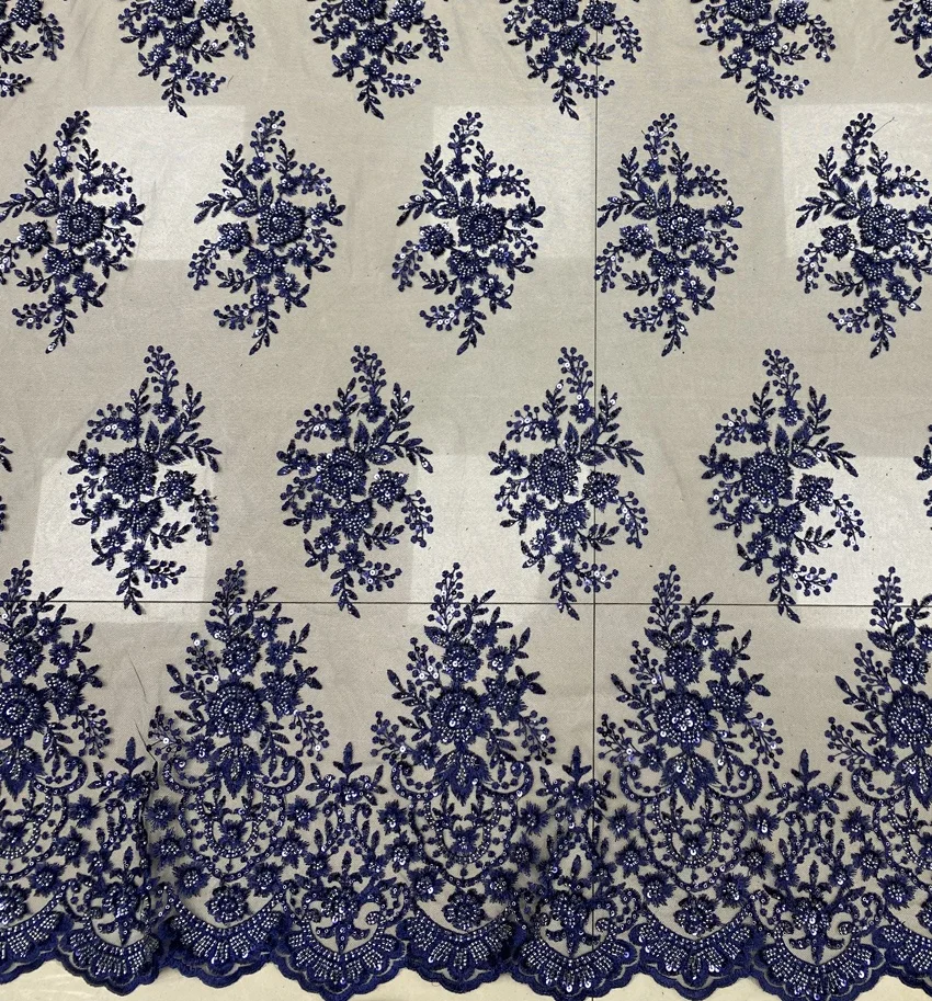 hot selling new design machine beaded sequins embroidery tulle lace fabric for dresses or party, new designer dress fabric