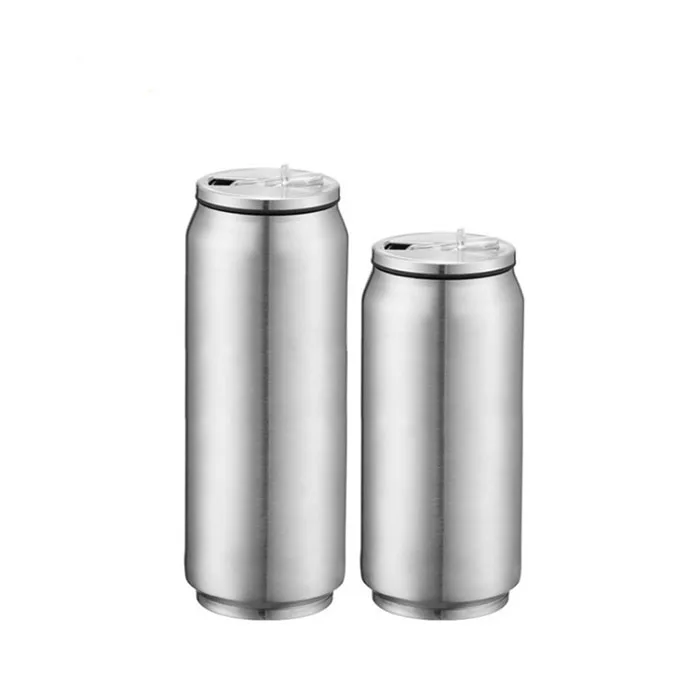 12oz 17oz Cola Can Water Bottle Soda Can Travel Bottle Double Wall Stainless Steel Insulated Drinking Water Cup with Straw