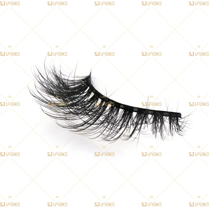 SJ Lashes Handmade Full Volume 3D Mink False Eyelashes Super Curly Fluffy Lashes Wholesale