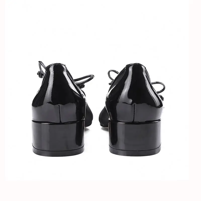 China factory fancy lace mesh Chunky Heels Girls Shoes Size 5cm