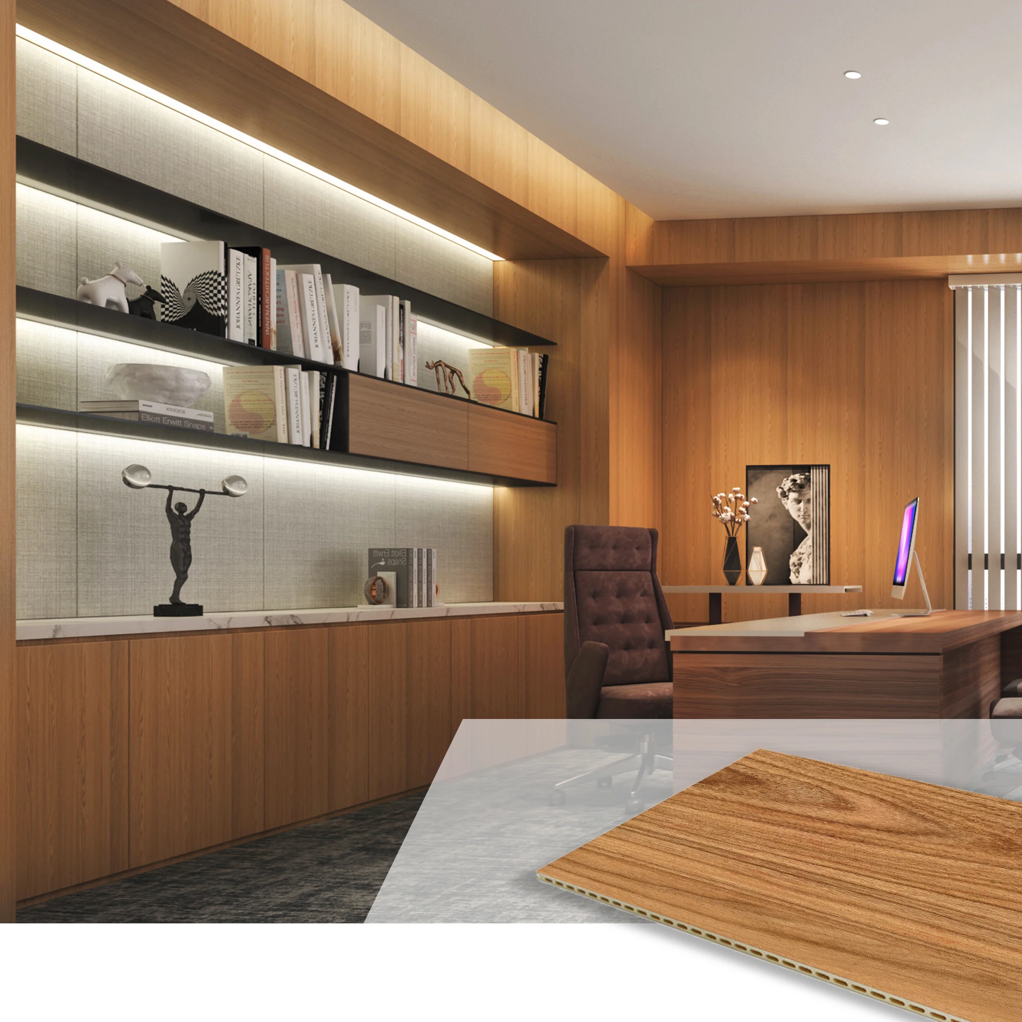 Wall Decoration Upgrade Bamboo Fiber Integrated Wall Panel Quick Installation WPC Flat Wall Board With Multiple Color Options