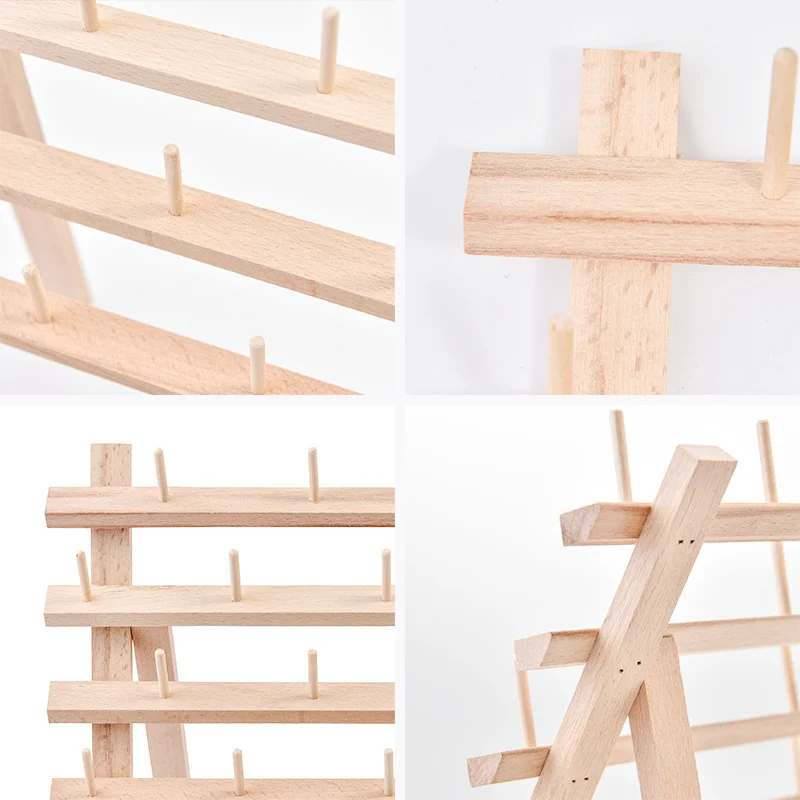 30 Spool Solid Wood Household Sewing Accessories Custom Embroidery Thread Display Storage Rack Holder