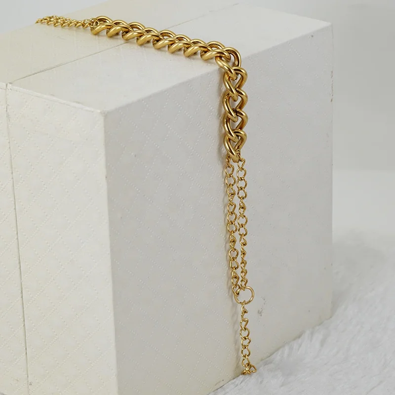 Fashion Joker 18K Gold Titanium Steel Chain Cross-Border European American Stainless Steel Bracelet Men Women Jewelry