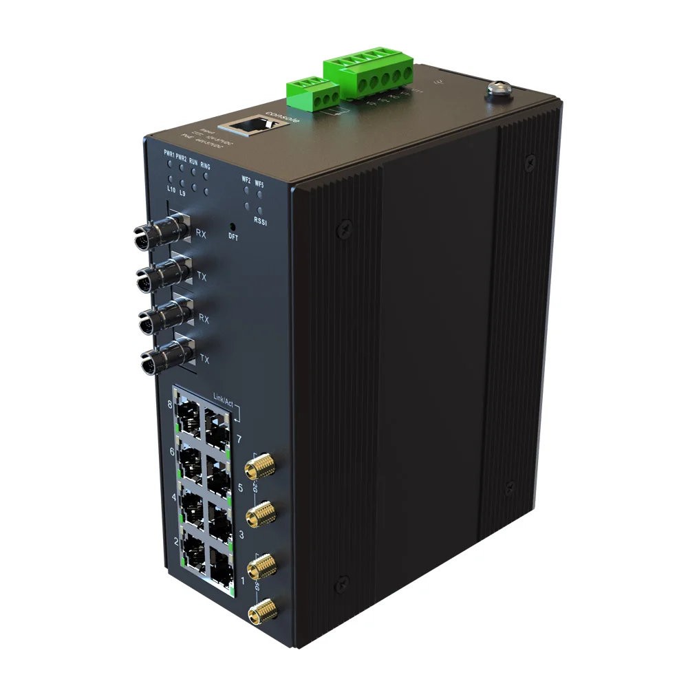 AC 85-265V 10 Port Full Gigabit 8 1000M RJ45 2 1*9 Dual-band WIFI 5G/2.4G Antenna Wireless Industrial Ethernet Switch