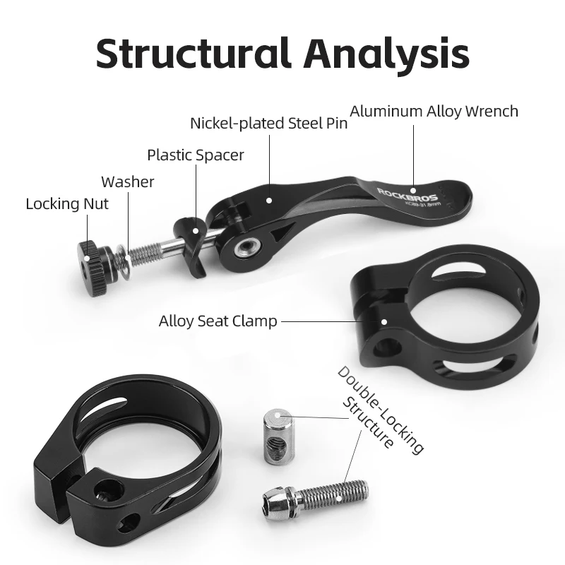 ROCKBROS Road Mountain Bicycle Lock Seat Post Clamp Aluminum Alloy 31.8mm Quick Release Mtb Bike Bicycle Seat Post Clamp