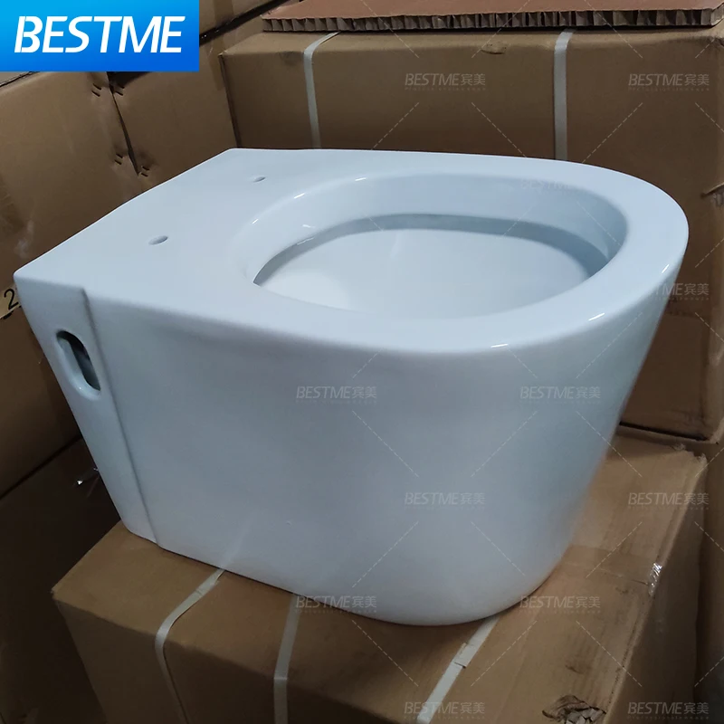 European Bathroom White color Round shape Luxury Ceramic Wall Mounted Toilets Modern Wall Hung Toilet WC Comode Toilet