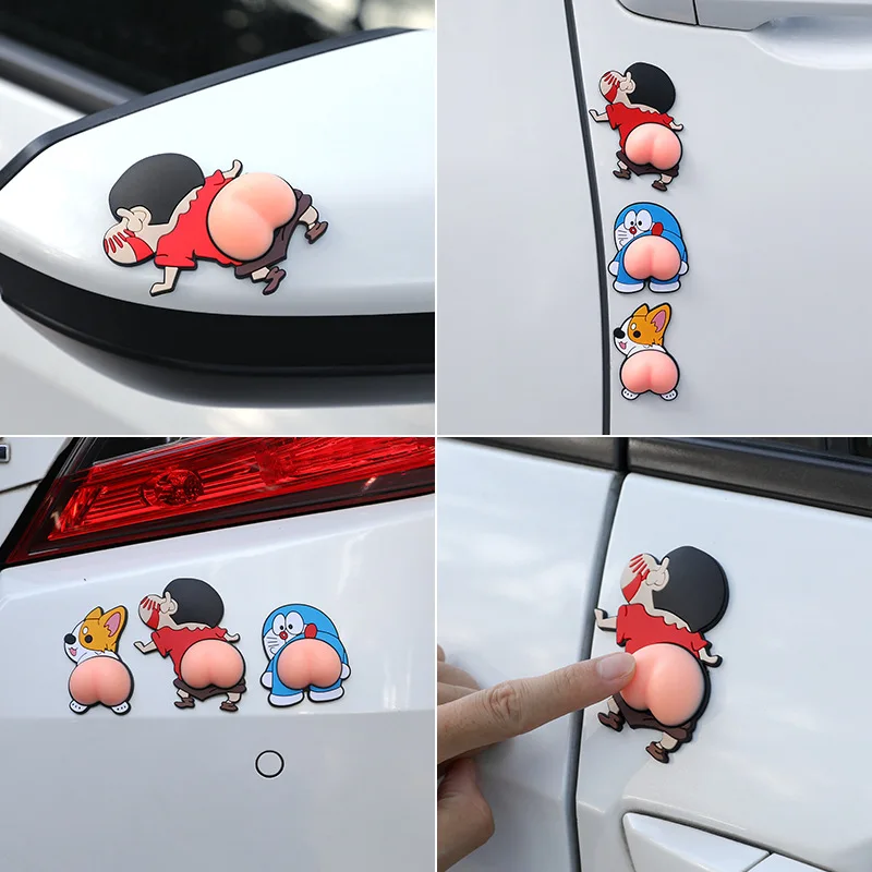 2022 3D Dynamic Cartoon Butt Car Door Protector Edge Corner Guard Protective Bumper Sticker Furniture Door Silicone Protector