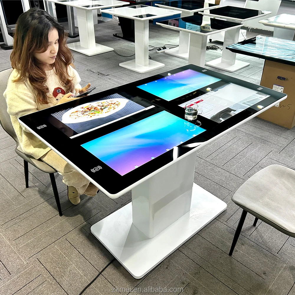21.5 Inch Table Tactile Wireless Charging Android digital Smart Interactive Multi Touch Screen Table for restaurant coffee