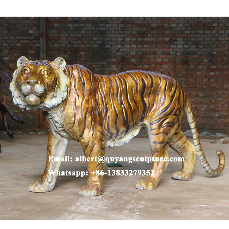 Life Size Brass Tiger Statue Tiger Bronze Tiger Sculpture For Sale