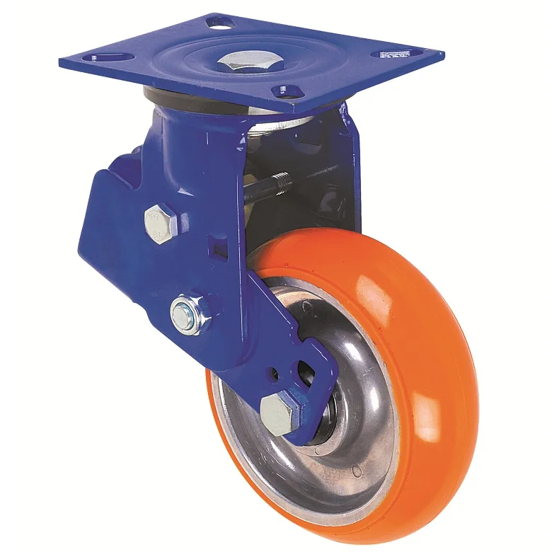 5 дюймов 6 дюймов 8 дюймов Heavy Duty Оранжевый PU амортизирующие колесо Кастера