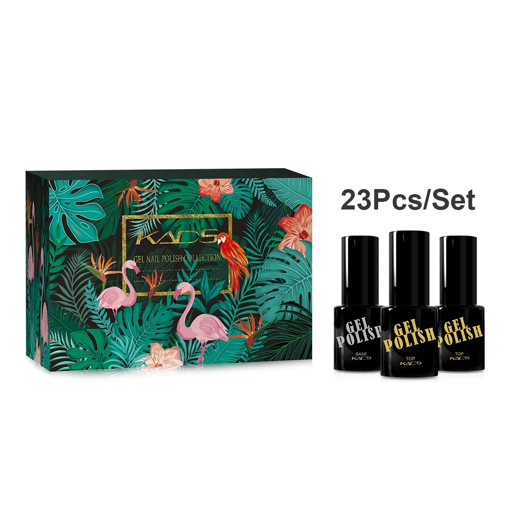 KADS 23pcs Semi Permanent Led Gel Varnish Soak Off Nail Lacquers Base Matte Top Coat Nail Gel Polish Set