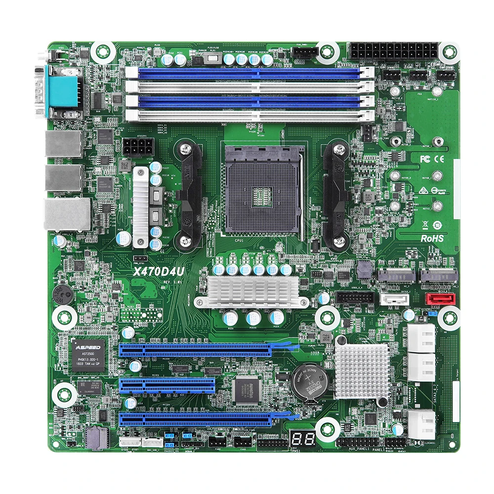X470D4U Server Motherboard For ASRock Rack  Support AMD AM4 DDR4 ECC IPMI ECC High Quality