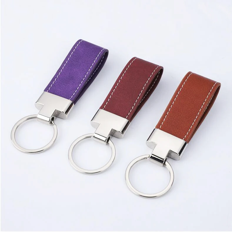 Zhongshan one way cheap wholesale fashion metal custom car logo pu genuine leather customized keychain