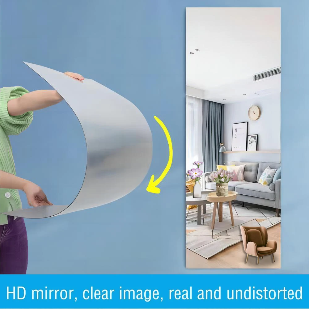 New Design Bedroom Decor Espejo Self Soft Flexible Long Sheet Unbreakable Round Large 3M Adhesive Sticker Wall Mirror For Wall