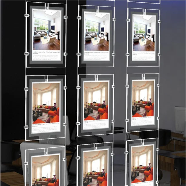 
LED backlit picture frame illuminated poster acrylic crystal slim light box for real estate agent 
