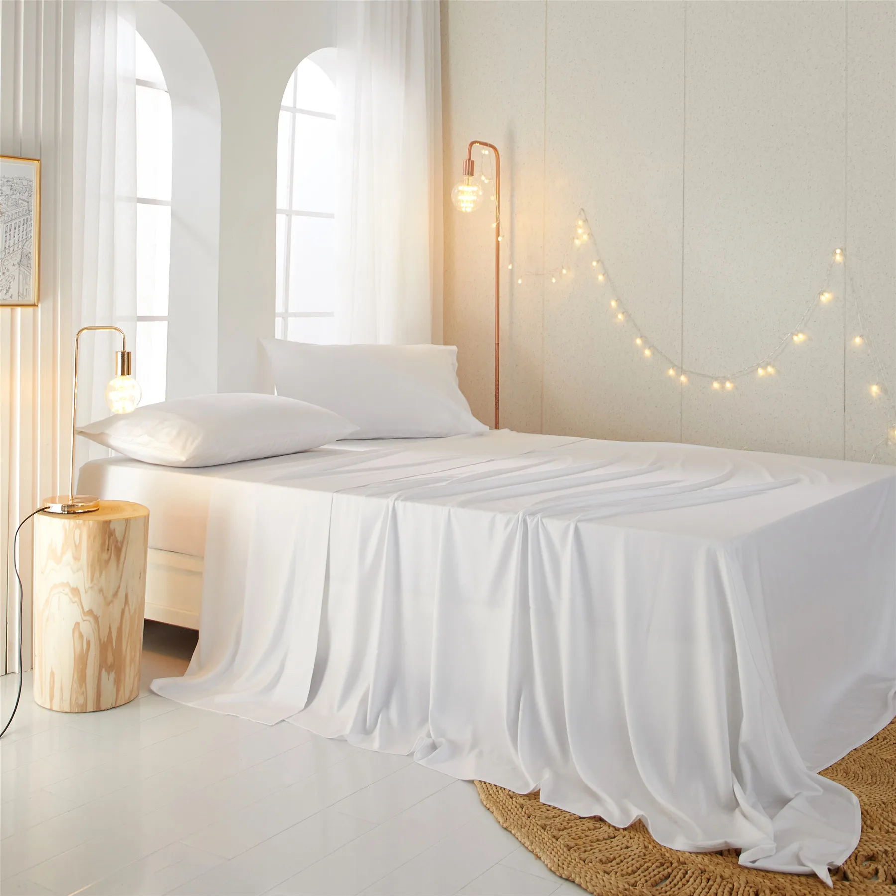 Luxuriously Soft & Cooling King Size 100% Organic Bamboo Bed Sheets 4 Piece Set With Deep Pocket fitted sheet