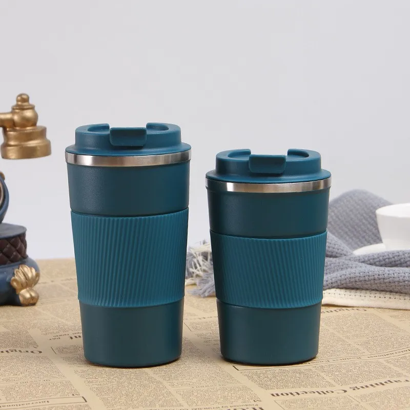 Wholesale 12oz 17oz coffee mug Double Wall Vacuum Stainless Steel Coffee Travel Mugs with Silicone Sleeve