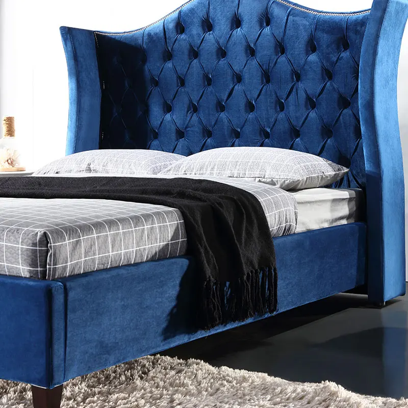 Made in China All Size Modern Luxury Bed Frame Slat Furniture King Size Fabric Bed