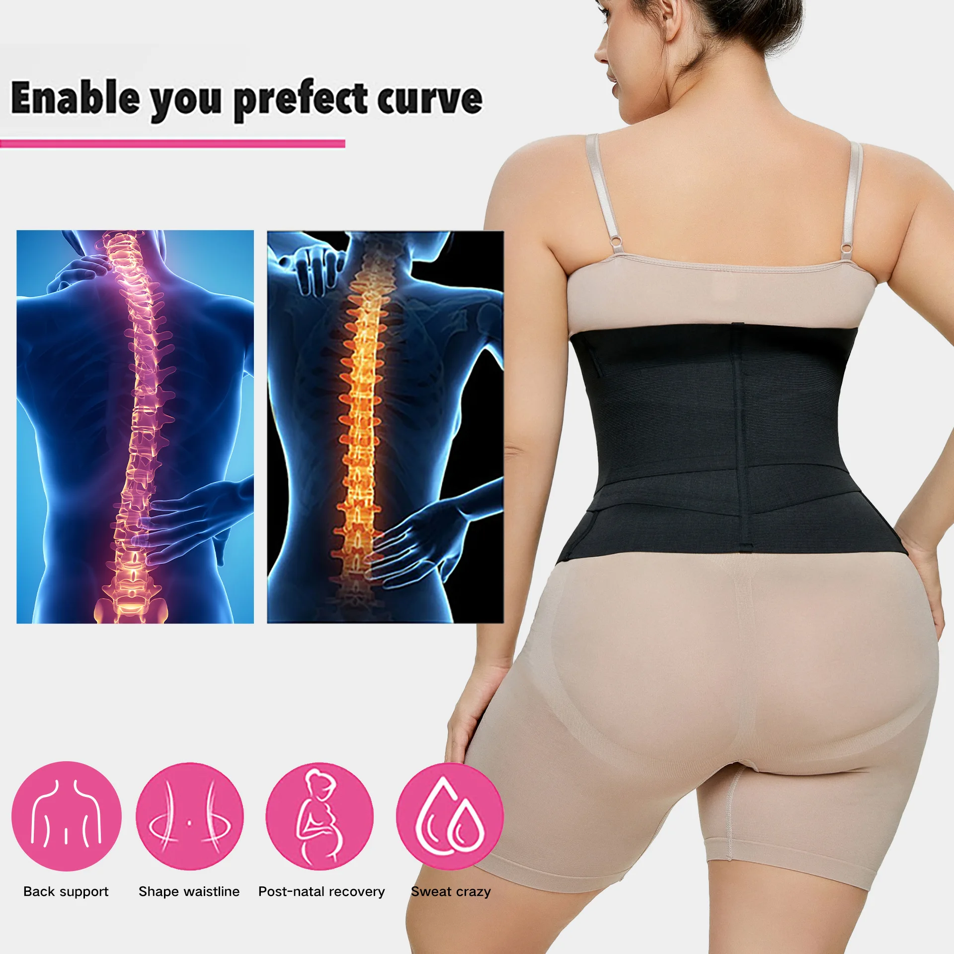 Smooth Corset Underbust Slimming Waist Shapers ZIp Hook Slimming Belly Sheath Plus Size
