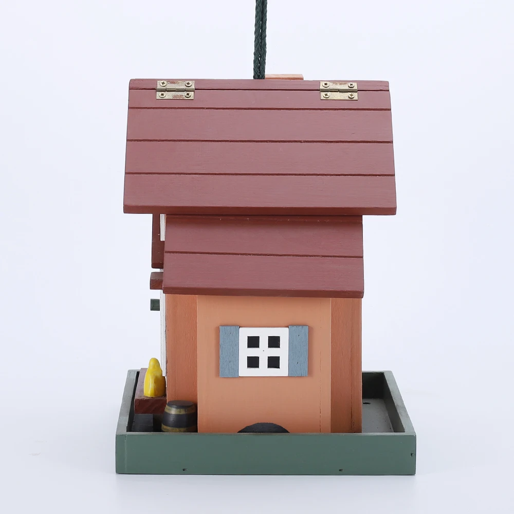 Hot Selling Outdoor Wooden Bird House Colorful Garden Bird House With Rope